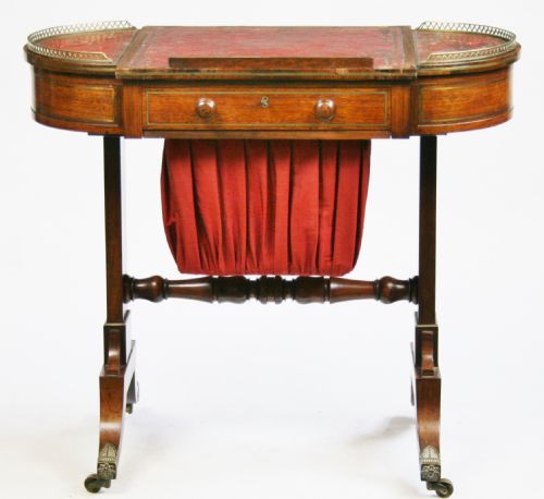 Regency Rosewood Bow End Work/writing Table on End Supports.