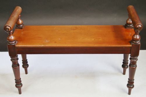 Victorian Mahogany 'Roll End' Hall Bench.