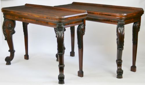 Fine Pair of Early 19c Mahogany Console Tables