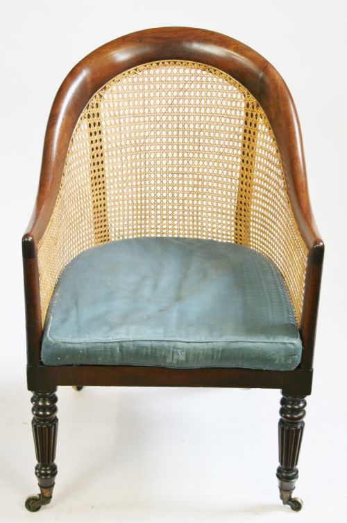 Regency Mahogany Tub Shaped Bergere Armchair
