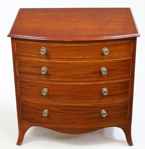 Late 19c Sheraton Style 4 Drawer Bow Chest