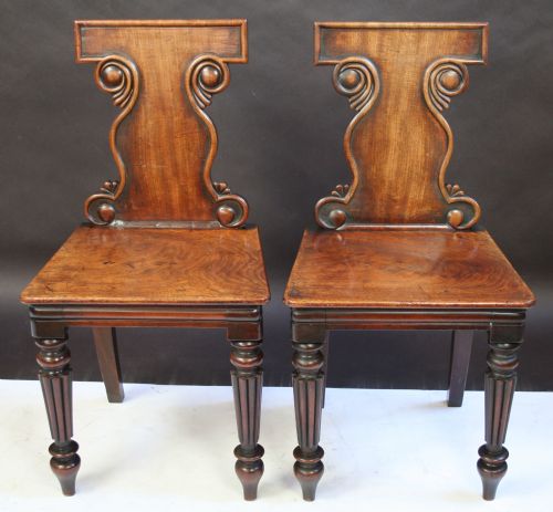 Regency Mahogany Pair of Hall Chairs