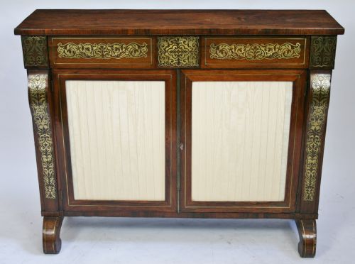 Regency Rosewood Brass Inlaid 2 Door Side Cabinet