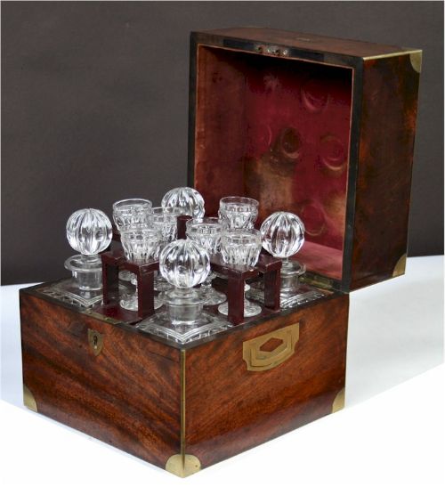 George 111 Mahogany Brass Bound Fitted Decanter Box