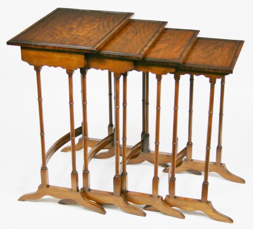 Edwardian Satinwood Inlaid Nest of 4 Tables