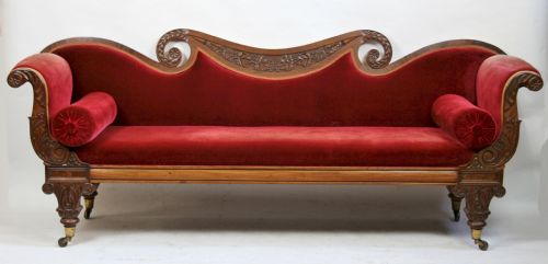 Regency Mahogany Scroll End Sofa