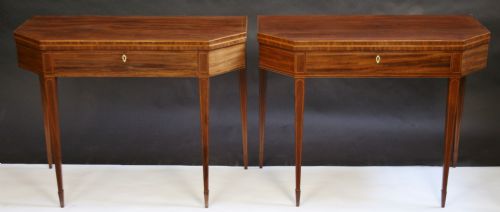 George 111 Pair of Mahogany Inlaid Foldover Top Tables
