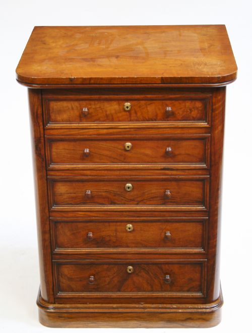 Victorian Figured Walnut Small Safe Cabinet with Safe
