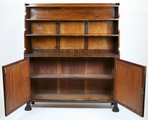 REGENCY BRASS INLAID ROSEWOOD WATERFALL BOOKCASE - ADDITIONAL PHOTO 2