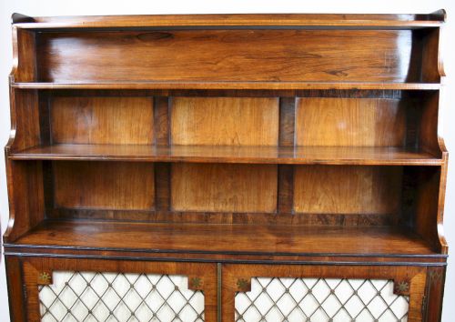 REGENCY BRASS INLAID ROSEWOOD WATERFALL BOOKCASE - ADDITIONAL PHOTO 3