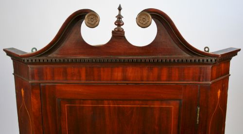 GEORGE III MAHOGANY INLAID HANGING CORNER CUPBOARD - ADDITIONAL PHOTO 3