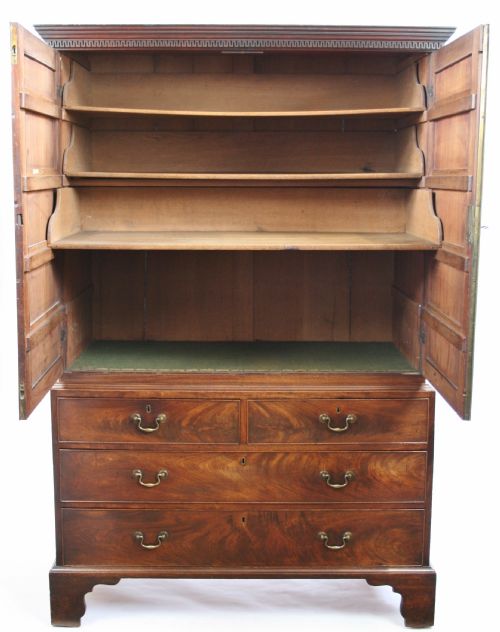 fig 1. George III Mahogany Linen Press by Henry Kettle
