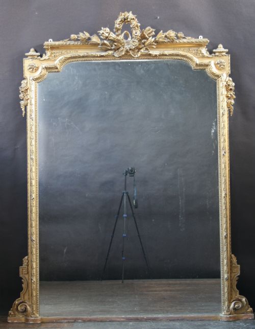 Early 19c Large Gilt Decorated Wall Mirror
