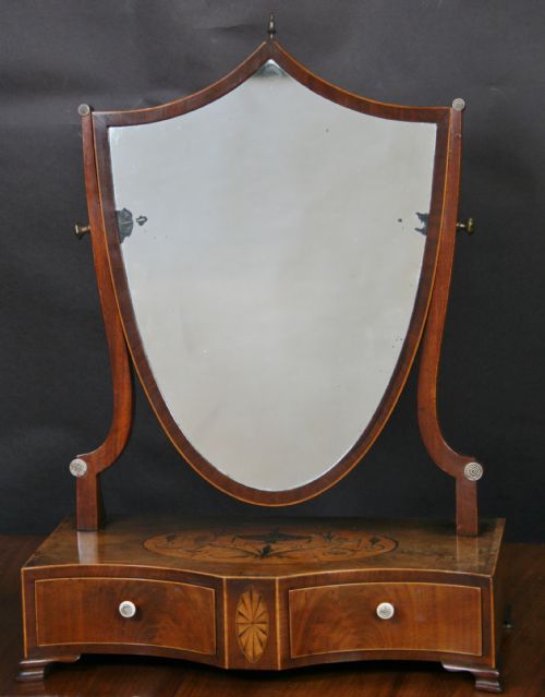 Fine George 111 Inlaid Mahogany 2 Drawer Dressing Mirror