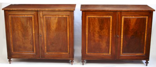 George 111 Mahogany Pair of Cupboards with Fitted Chest Interiors by Gillows