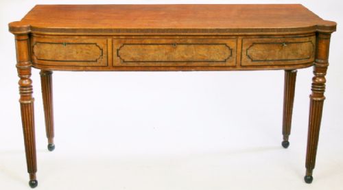 Regency Mahogany 3 Drawer Serving Table on Fluted Legs