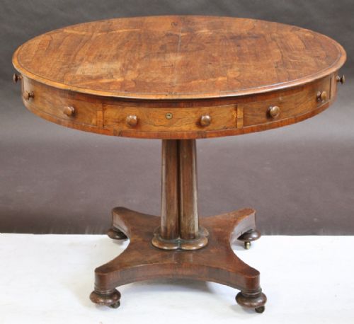 William 1v Rosewood Small Round Pedestal Drum Table