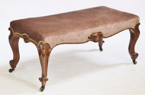 VICTORIAN MAHOGANY STOOL ON CABRIOLE LEGS - ADDITIONAL PHOTO 2