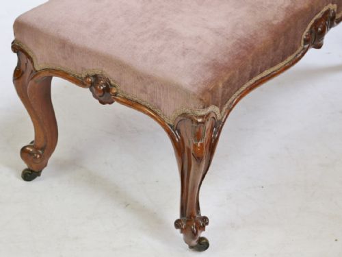 VICTORIAN MAHOGANY STOOL ON CABRIOLE LEGS - ADDITIONAL PHOTO 3