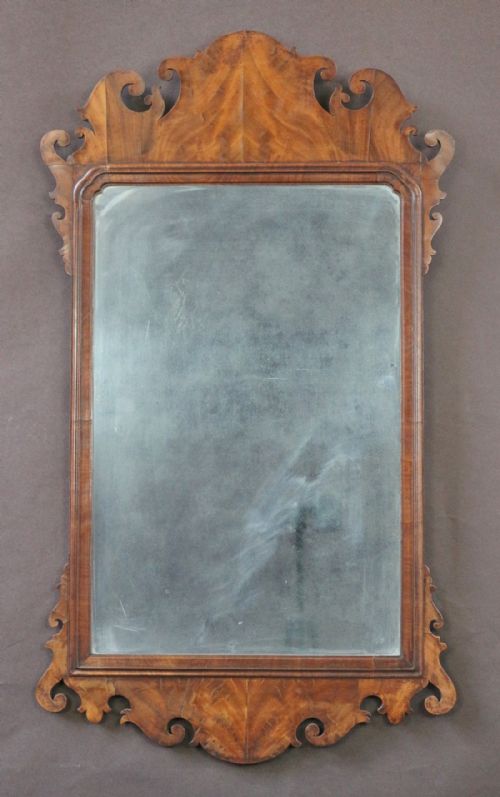 George 111 Flared Mahogany Fret Framed Wall Mirror