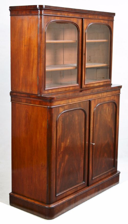 VICTORIAN MAHOGANY CUPBOARD BASE BOOKCASE - ADDITIONAL PHOTO 2