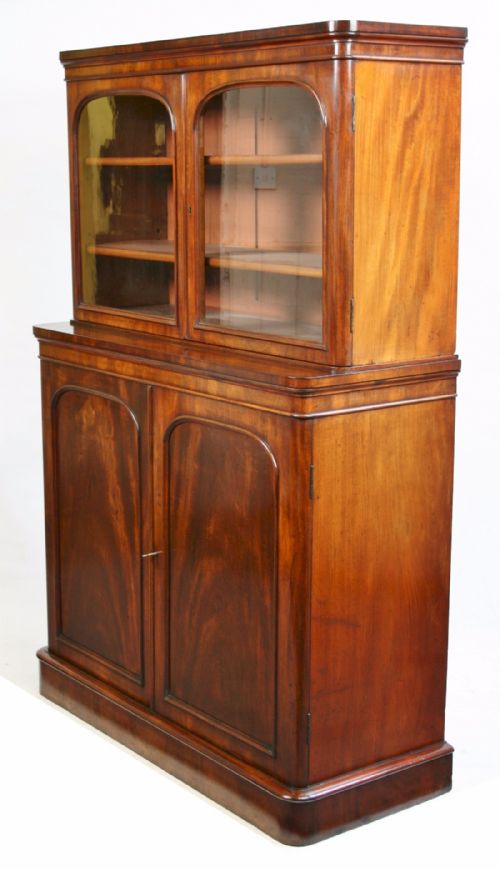 VICTORIAN MAHOGANY CUPBOARD BASE BOOKCASE - ADDITIONAL PHOTO 3