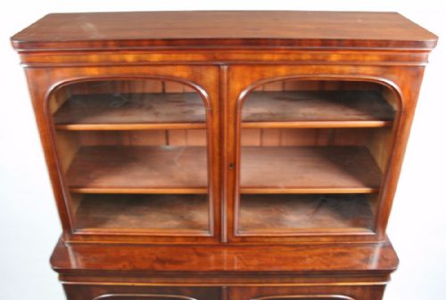 VICTORIAN MAHOGANY CUPBOARD BASE BOOKCASE - ADDITIONAL PHOTO 4