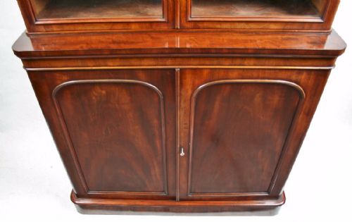 VICTORIAN MAHOGANY CUPBOARD BASE BOOKCASE - ADDITIONAL PHOTO 5