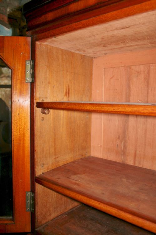 VICTORIAN MAHOGANY CUPBOARD BASE BOOKCASE - ADDITIONAL PHOTO 7