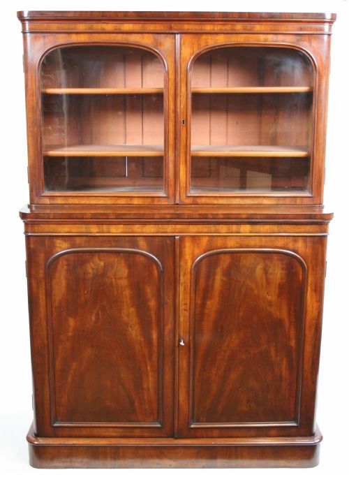 VICTORIAN MAHOGANY CUPBOARD BASE BOOKCASE