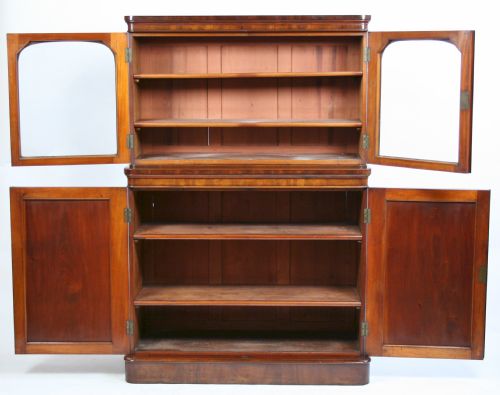 VICTORIAN MAHOGANY CUPBOARD BASE BOOKCASE - ADDITIONAL PHOTO 1