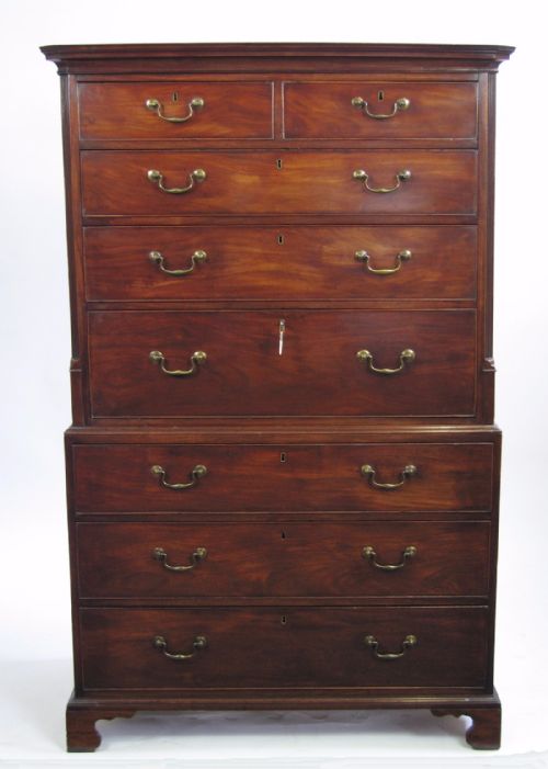 George 111 Mahogany Chest on Chest with Secretaire Drawer