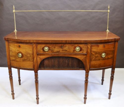George 111 Mahogany Bowfront Sideboard with Brass Rail Back