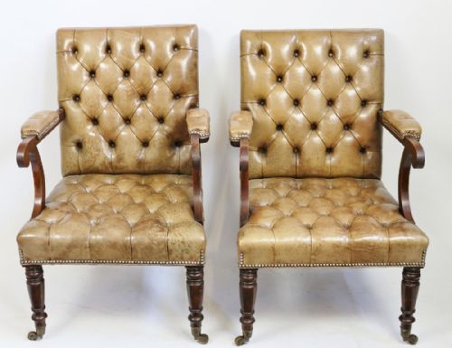 George 1v Simulated Rosewood Pair of Open Armchairs
