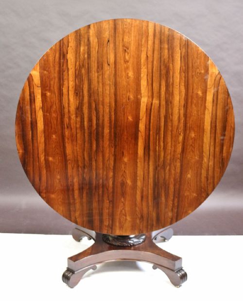 Fine Quality William 1v Rosewood Round Tilt Top Pedestal Centre Table