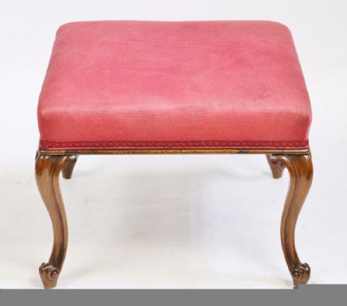 VICTORIAN MAHOGANY CABRIOLE LEG STOOL - ADDITIONAL PHOTO 1