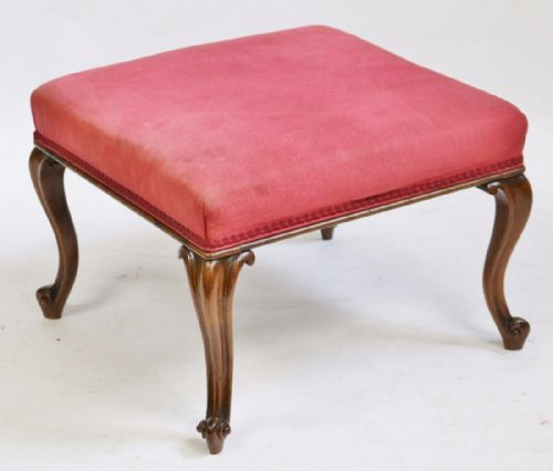 VICTORIAN MAHOGANY CABRIOLE LEG STOOL - ADDITIONAL PHOTO 2