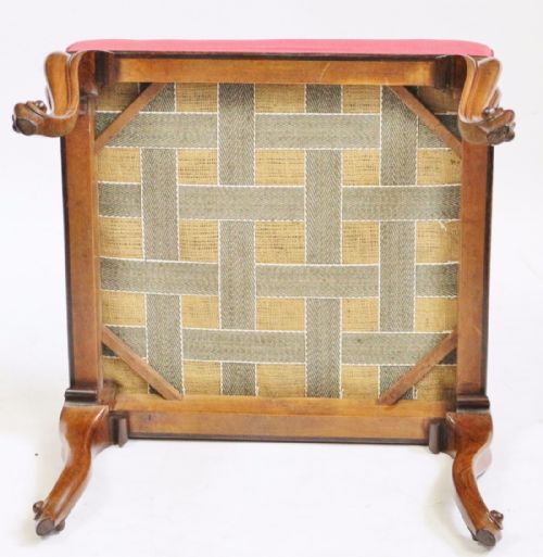 VICTORIAN MAHOGANY CABRIOLE LEG STOOL - ADDITIONAL PHOTO 3