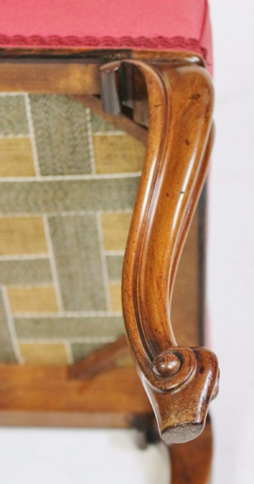 VICTORIAN MAHOGANY CABRIOLE LEG STOOL - ADDITIONAL PHOTO 4