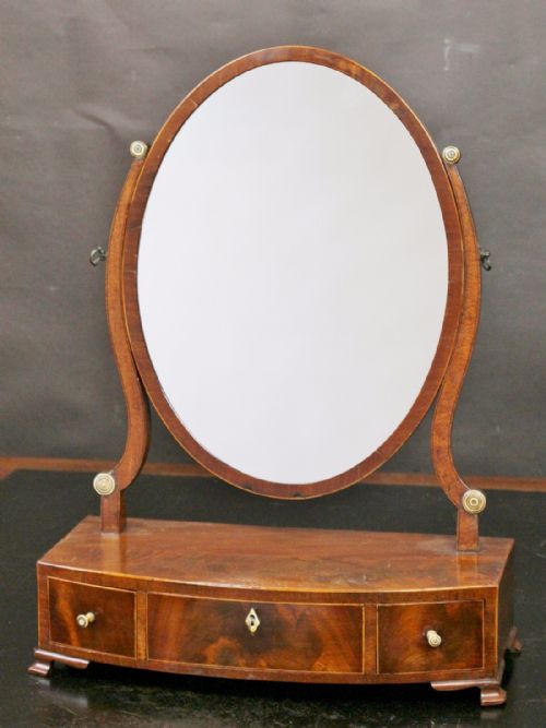 George 111 Mahogany Bowfront 3 Drawer Dressing Mirror