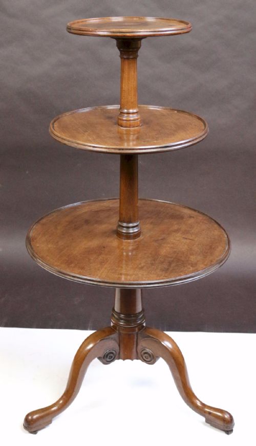 George 111 Mahogany 3 Tier Tripod Pedestal Dumb Waiter