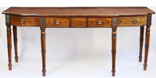 Regency Ebony Inlaid Mahogany 6 Leg Serving Table