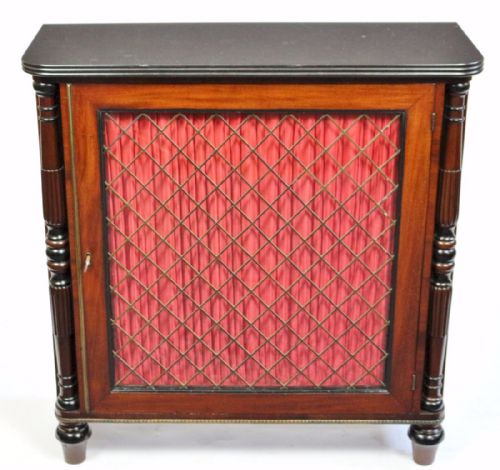Regency Mahogany Single Door Side Cabinet with Marble Top