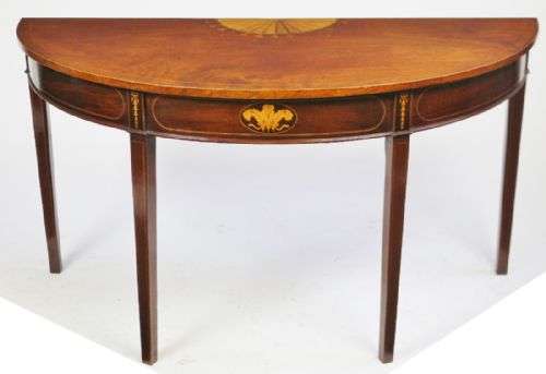 George 111 Inlaid Mahogany Demi Lune Side Table