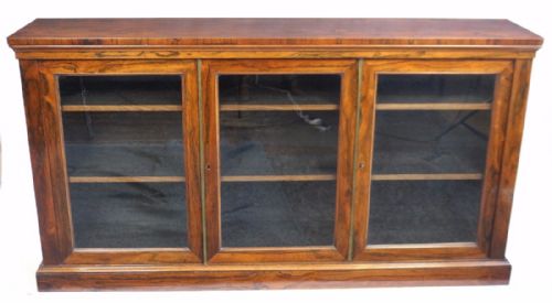 William 1v Figured Rosewood 3 Glazed Door Side Cabinet