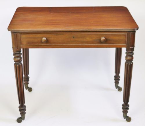 Regency Mahogany 'Chamber' Writing Table Having Hinged Lidded Pentray in the Manner of Gillows