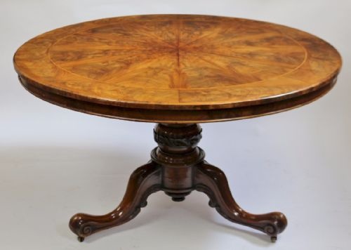 Early Victorian Figured Mahogany Circular Centre Table