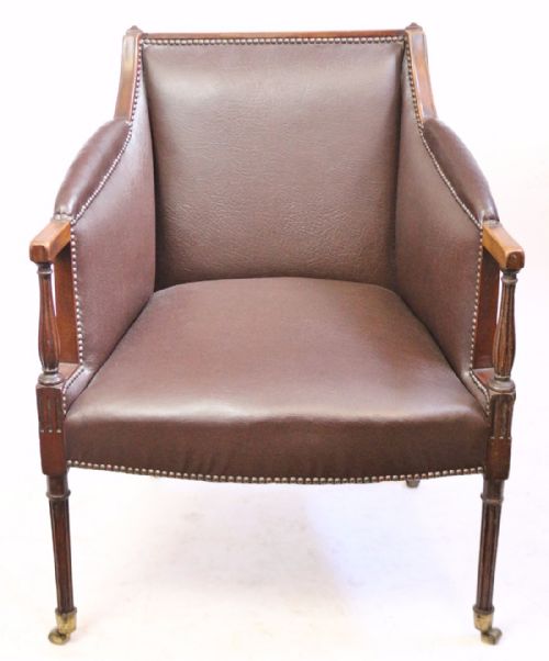 Edwardian Mahogany Upholstered Desk Armchair