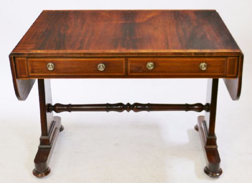 Regency Rosewood Inlaid End Support Sofa Table.