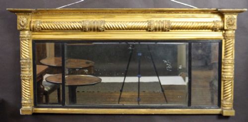 Regency Gilt 3 Plate Overmantle Mirror